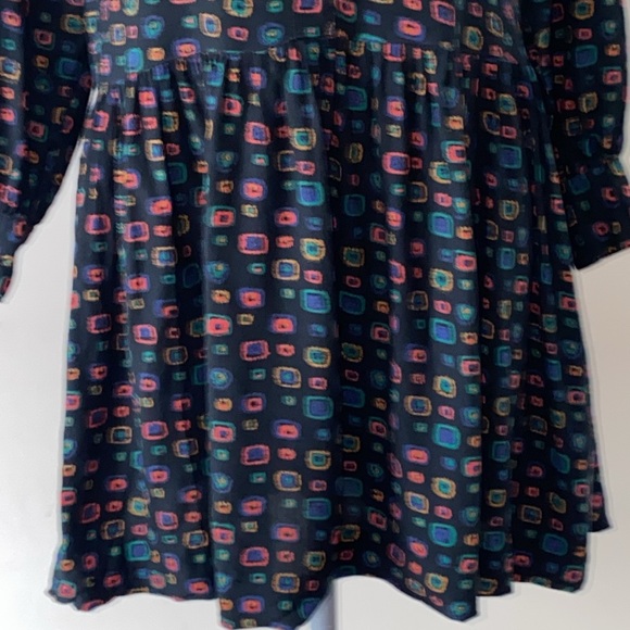 Vintage Gypsy Pier 1 Clothing Long Sleeve Geometric 80’s Print Mini Dress Size S - Picture 4 of 12